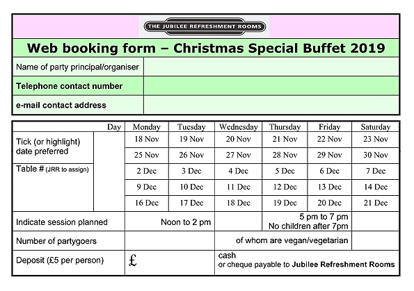 Christmas Booking Form 2019