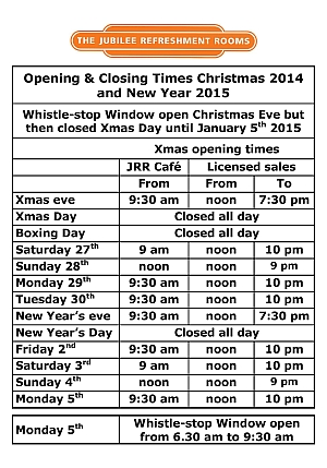 Christmas Opening Times 2014